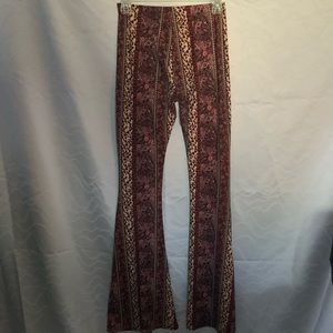 Pink flower pattern flared spandex